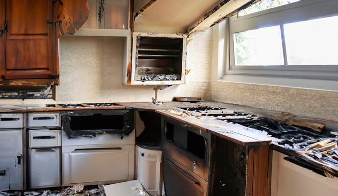 fire damaged kitchen